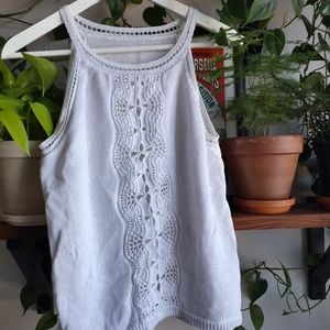 White Lauren Ralph Lauren Crochet Sleeveless Top